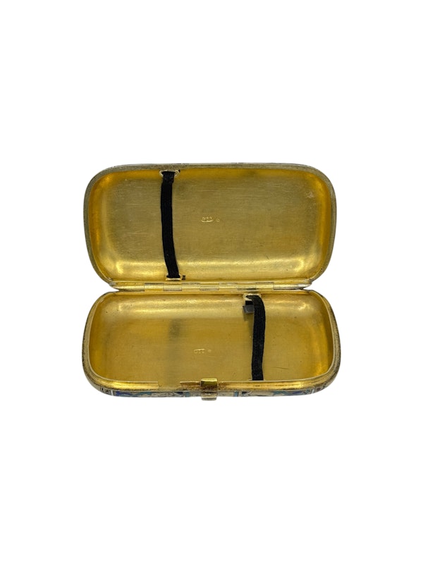Russian silver gilt and champleve enamel cigarette case, St Petersburg, c.1880s. - image 5