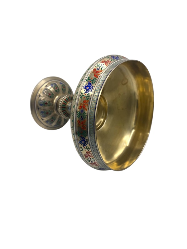 Russian silver gilt and champleve enamel tazza, Moscow, c.1880s by Pavel Ovchinnikov - image 7