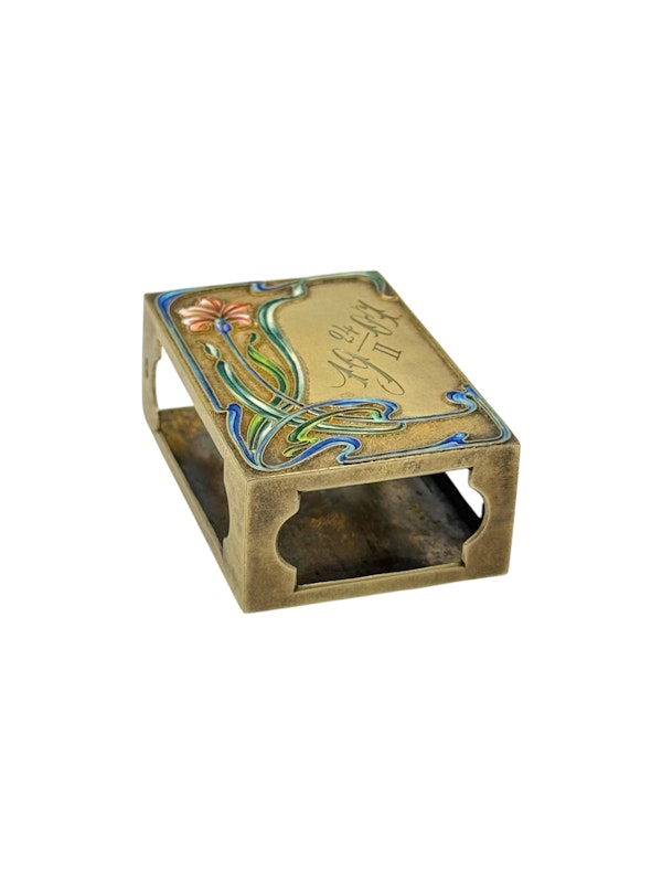 Russian silver gilt and cloisonné enamel cigarette case set, Moscow, c.1900s by Nemerov-Kolodkin. - image 11