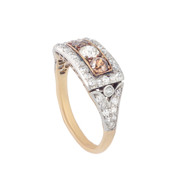 Cognac & Old Cut Diamond Ring | Edwardian c.1910 - image 2