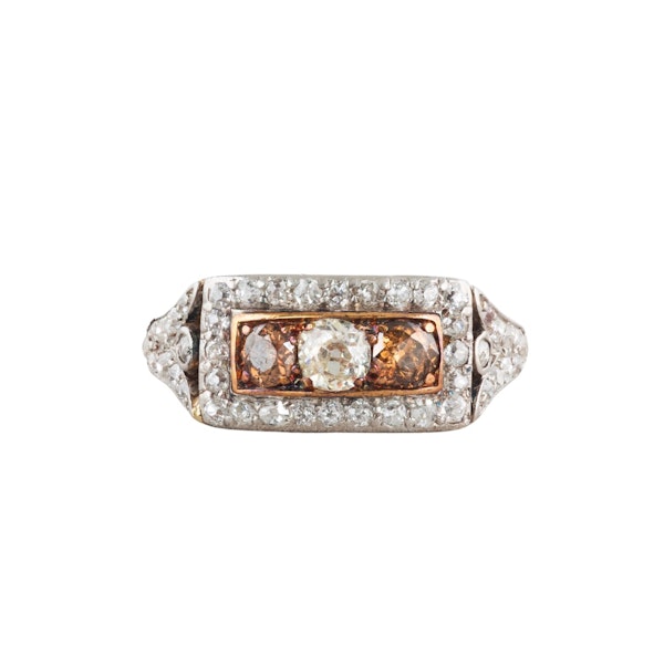Cognac & Old Cut Diamond Ring | Edwardian c.1910 - image 3