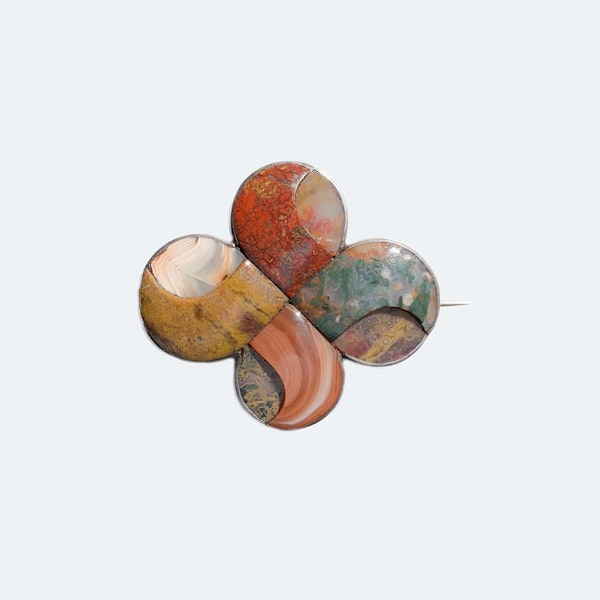 Scottish Agate & Silver Brooch | Victorian c.1880 - image 1