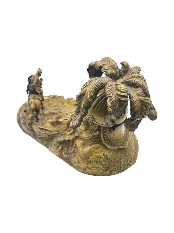 19th century Russian bronze 'Ruslan and the head' inkwell 1884 by Evgeni Lanceray. - image 6