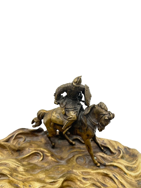 19th century Russian bronze 'Ruslan and the head' inkwell 1884 by Evgeni Lanceray. - image 8