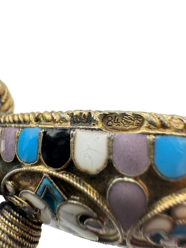 Russian silver gilt and cloisonné enamel salt, Moscow, c.1910 by Pavel Ovchinnikov. - image 6