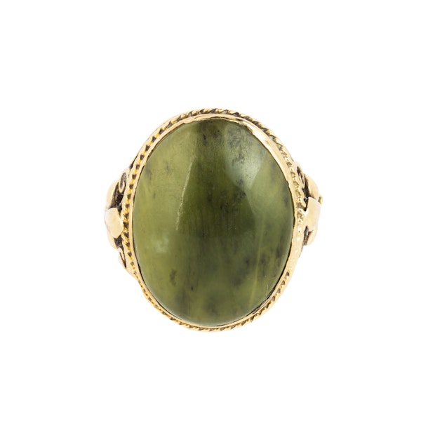 Antique Connemara Marble Ring in 18ct Gold by Bernard Instone | c.1930 - image 3