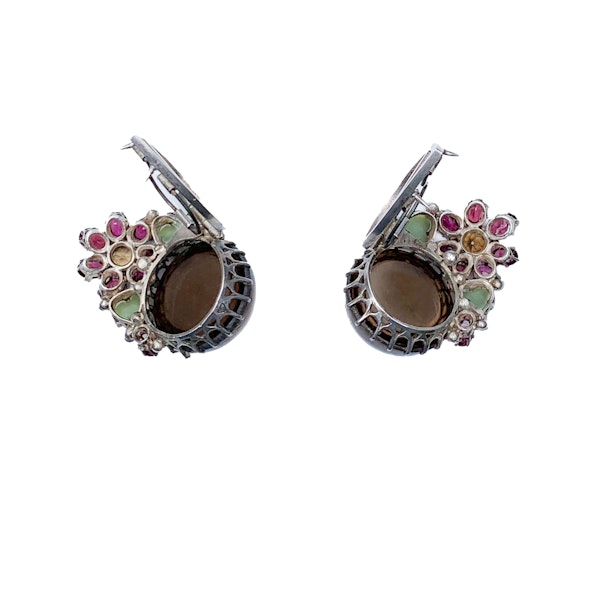 Dorrie Nossiter Smoky Quartz & Gemstone Dress Clips | Arts & Crafts c.1920 - image 2