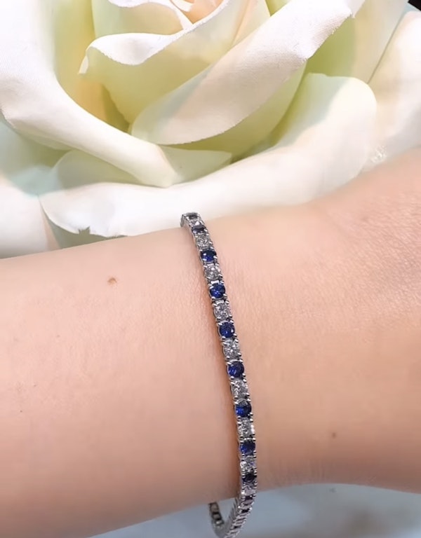 18k gold sapphire & diamond tennis bracelet - image 3
