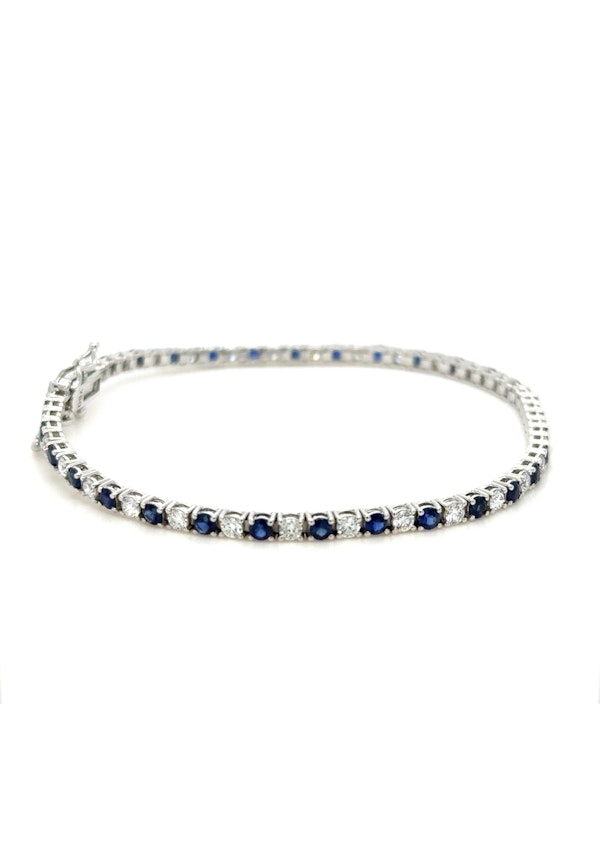 18k gold sapphire & diamond tennis bracelet - image 1