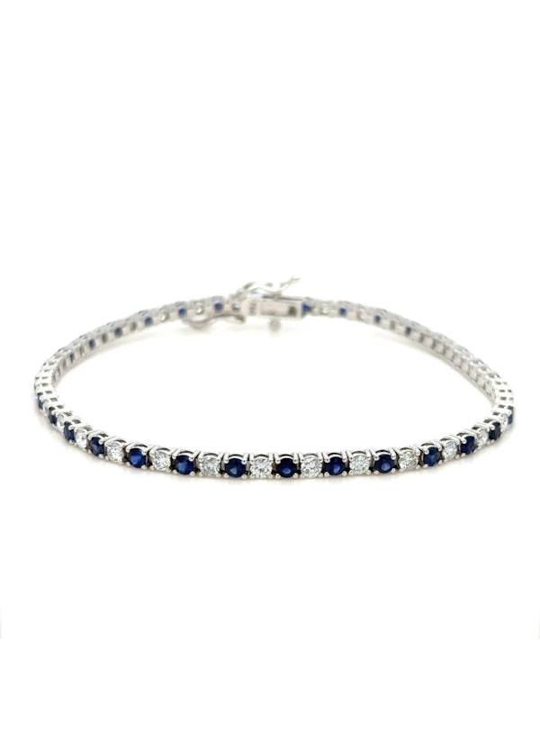 18k gold sapphire & diamond tennis bracelet - image 2