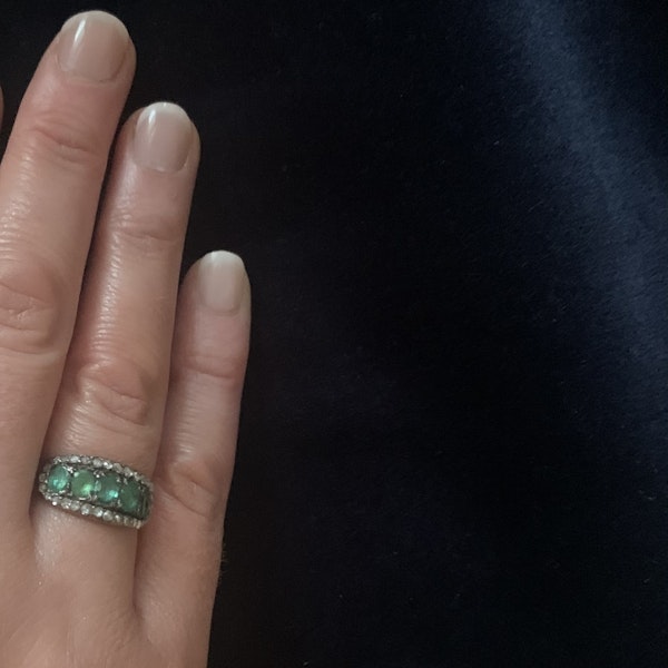 Georgian Emerald & Rose Cut Diamond Five Stone Ring | c.1820 - image 5