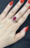 18k gold oval mix cut Ruby & diamond ring - image 5