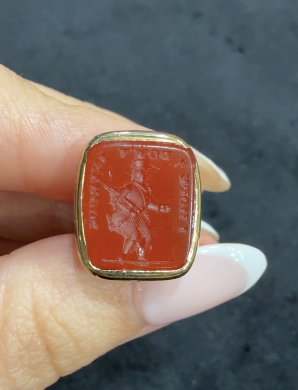 Vintage Georgian gold cased carnelian wax seal fob pendant - image 4