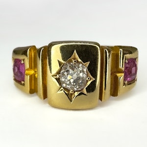 Burma Ruby Diamond Gypsy Ring -Saddingtons Jewellery Stand 375