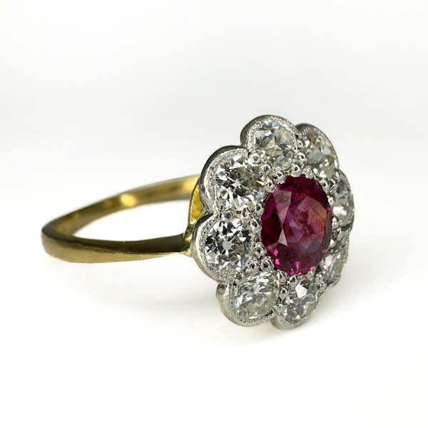 Burma Ruby Diamond Cluster Ring - Saddingtons Jewellery Stand 375 - image 2