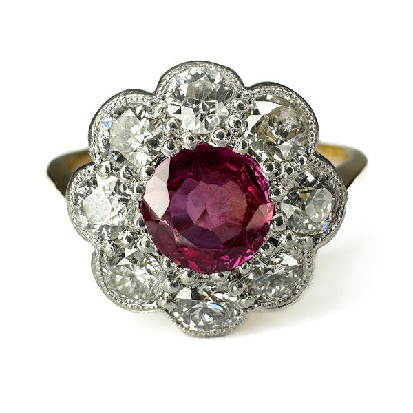 Burma Ruby Diamond Cluster Ring - Saddingtons Jewellery Stand 375 - image 3