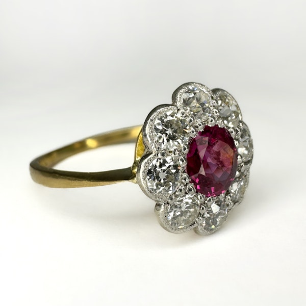 Burma Ruby Diamond Cluster Ring - Saddingtons Jewellery Stand 375 - image 4