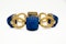 Vintage Carved Lapis Lazuli & 18ct Hammered Gold Bracelet - image 1