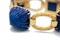 Vintage Carved Lapis Lazuli & 18ct Hammered Gold Bracelet - image 2