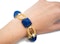 Vintage Carved Lapis Lazuli & 18ct Hammered Gold Bracelet - image 5