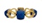 Vintage Carved Lapis Lazuli & 18ct Hammered Gold Bracelet - image 3