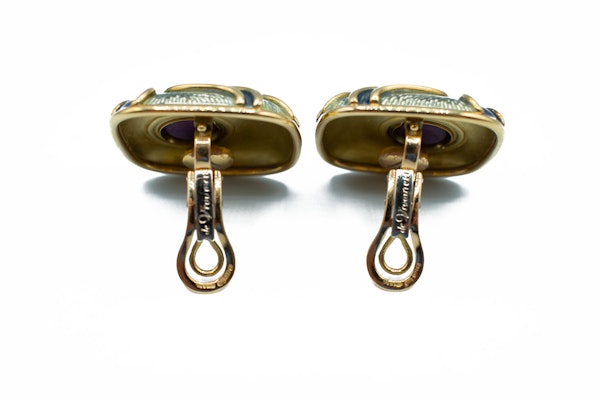 De Vroomen Amethyst & Enamel Earrings in 18ct Gold - image 3