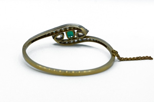 Antique Victorian 18ct Gold Bracelet with Diamonds and Natural Emerald - image 3