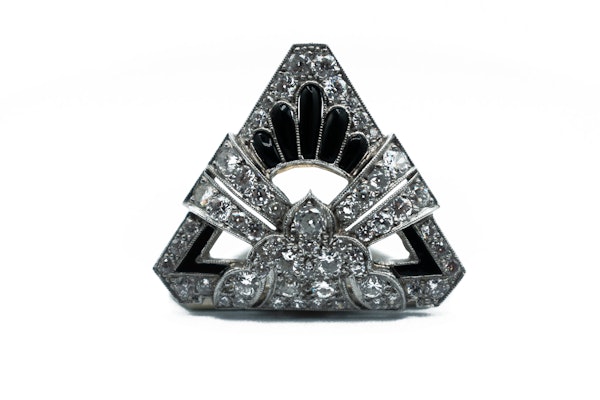 Art Deco Diamond & Onyx Collar Clips - image 3