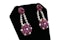 Ruby & Pearl Floral Drop Earrings - image 3