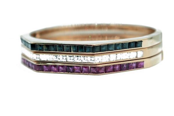 Set of Three 18ct Gold Gemstone Bracelets - image 6