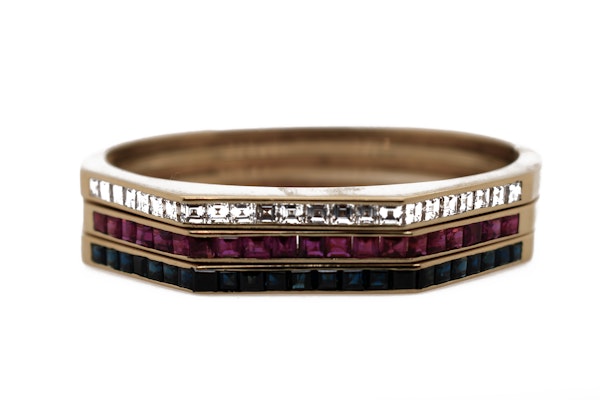 Set of Three 18ct Gold Gemstone Bracelets - image 1