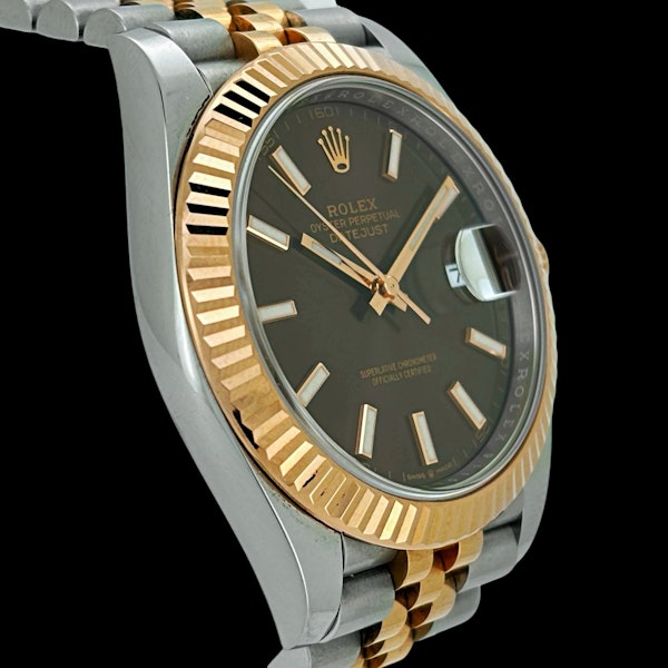 ROELX DATEJUST 41 FULL SET 2020 NEW CARD UK WATCH 126331 CHOCOLATE DIAL JUBILEE BRACELET - image 3