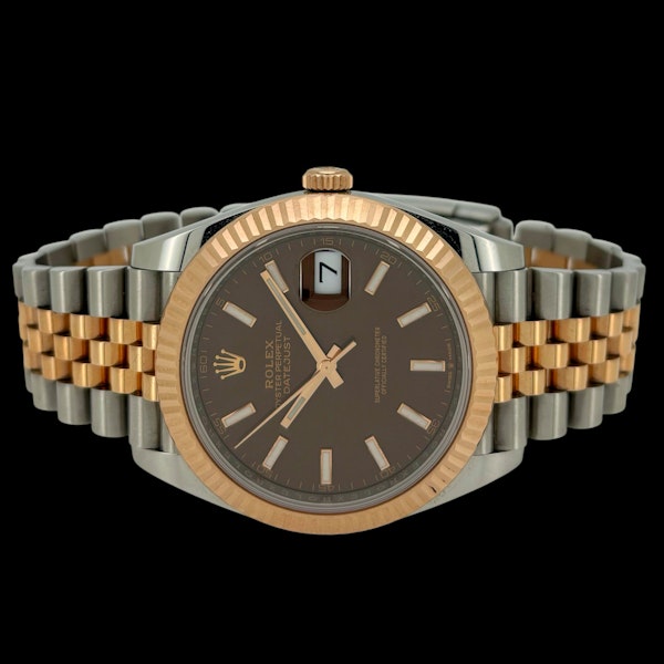 ROELX DATEJUST 41 FULL SET 2020 NEW CARD UK WATCH 126331 CHOCOLATE DIAL JUBILEE BRACELET - image 4