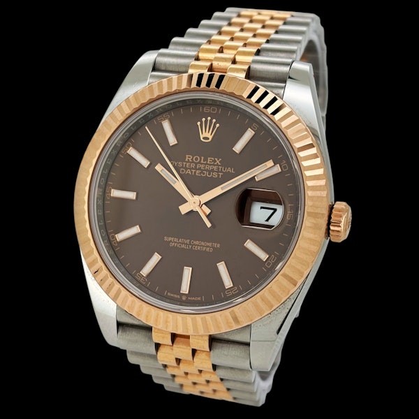 ROELX DATEJUST 41 FULL SET 2020 NEW CARD UK WATCH 126331 CHOCOLATE DIAL JUBILEE BRACELET - image 1