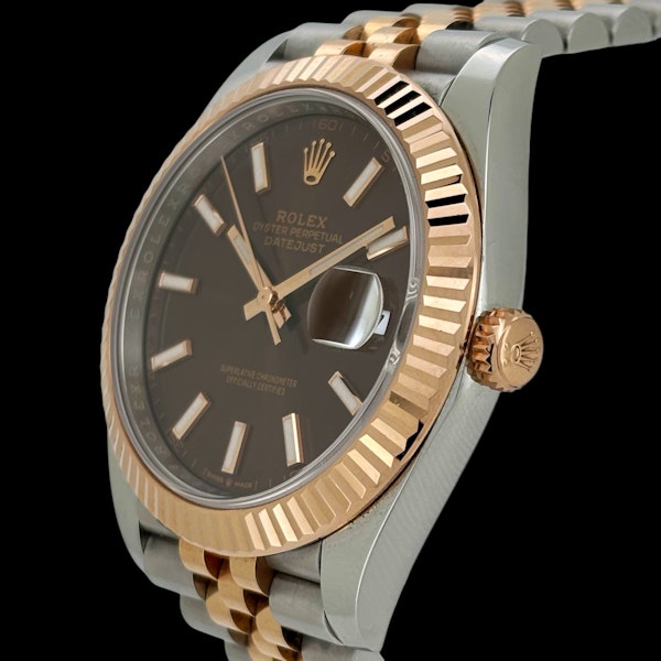 ROELX DATEJUST 41 FULL SET 2020 NEW CARD UK WATCH 126331 CHOCOLATE DIAL JUBILEE BRACELET - image 2