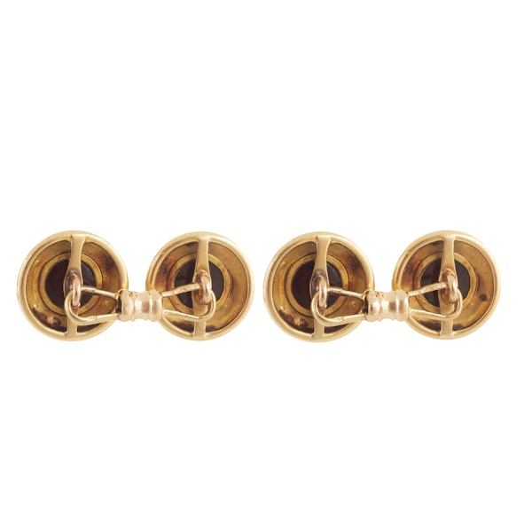 Garnet & Diamond Cufflinks in 18ct Gold | French c.1900 - image 2