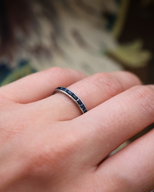 Downstairs at Grays: Engraved Sapphire Eternity Ring Circa 1935 - image 2