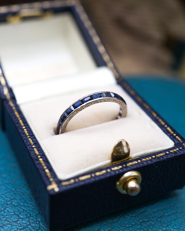 Downstairs at Grays: Engraved Sapphire Eternity Ring Circa 1935 - image 1