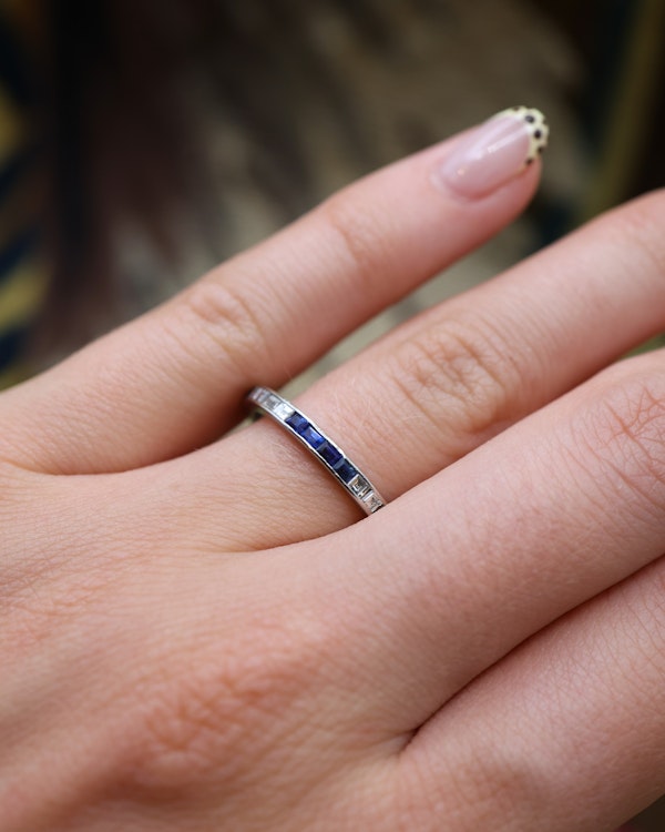 Downstairs at Grays: Alternating Sapphire & Diamond Eternity Ring Circa 1925 - image 3