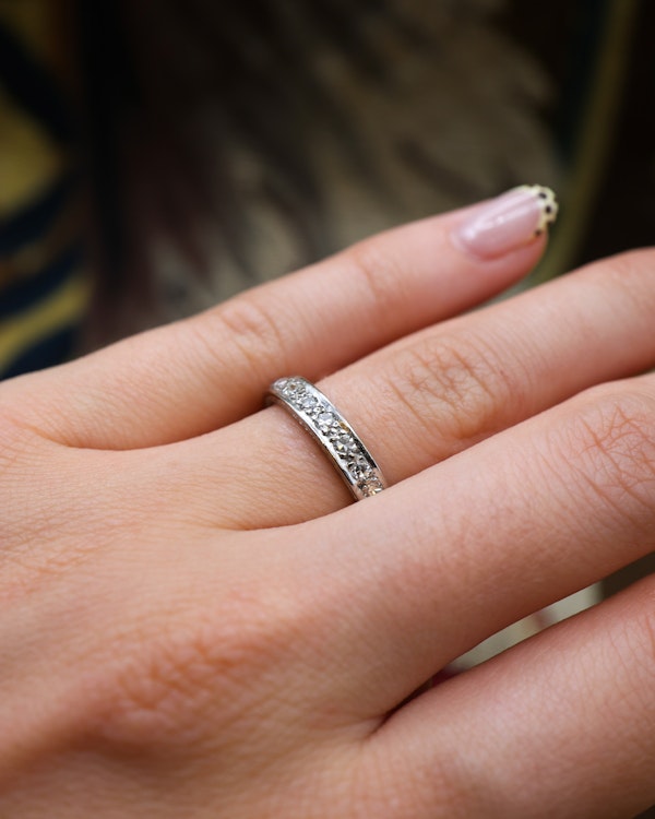 Downstairs at Grays: A very fine 18ct. White Gold Diamond Engraved Eternity Ring size L. Preowned - image 4