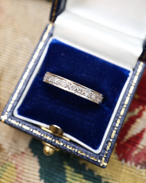 Downstairs at Grays: A very fine 18ct. White Gold Diamond Engraved Eternity Ring size L. Preowned - image 1