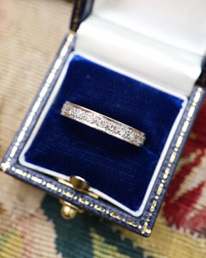 Downstairs at Grays: A very fine 18ct. White Gold Diamond Engraved Eternity Ring size L. Preowned