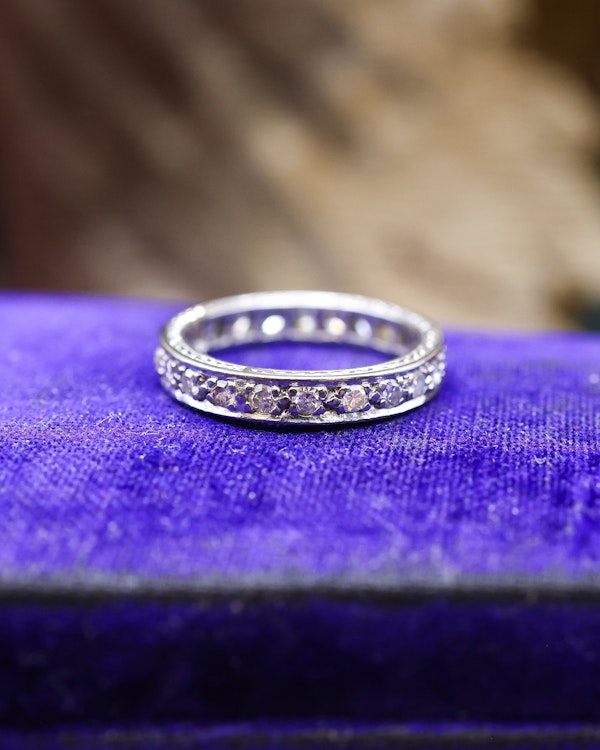 Downstairs at Grays: A very fine 18ct. White Gold Diamond Engraved Eternity Ring size L. Preowned - image 2