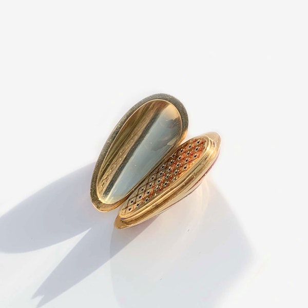 18ct Gold & Red Enamel Vinaigrette | London 1974 - image 1