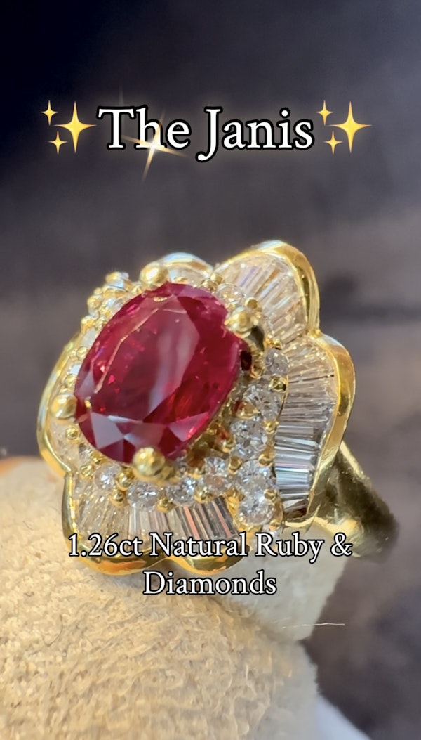 1.26ct Natural Ruby & 1.00ct Diamond Ring - image 6