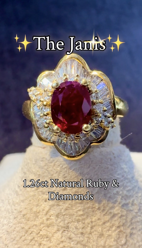 1.26ct Natural Ruby & 1.00ct Diamond Ring - image 5