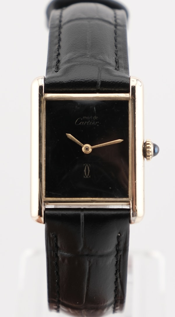 Vintage Cartier Must De Cartier Large Black Manual Wind - image 2