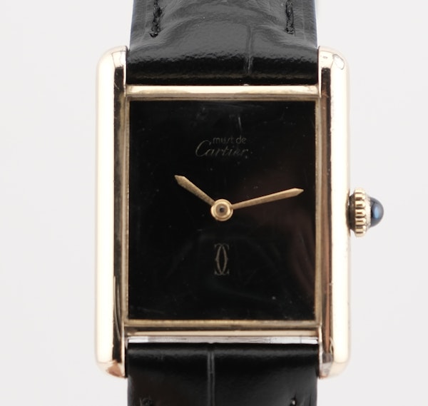 Vintage Cartier Must De Cartier Large Black Manual Wind - image 1