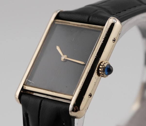 Vintage Cartier Must De Cartier Large Black Manual Wind - image 3