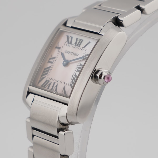 Cartier Tank Française 2384 20mm Quartz Steel Pink MOP Dial Box - image 4